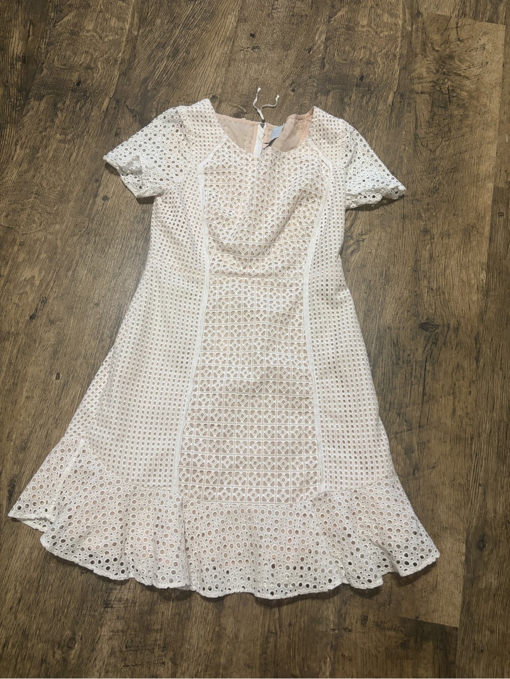 HD in Paris White Eyelet Lace Mini Dress with Ruffle Hem